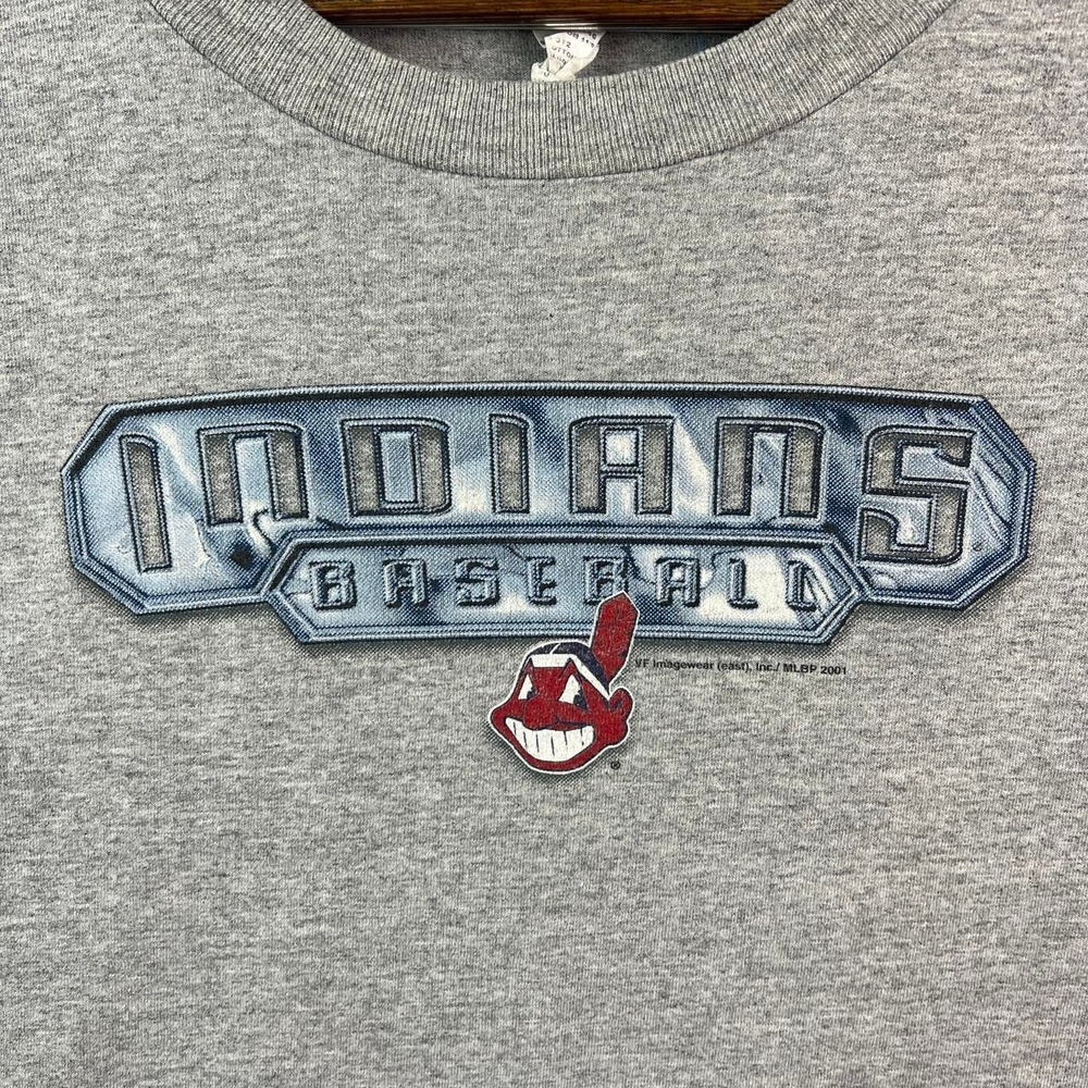 Vintage Cleveland Indians MLB Baseball Grey Tee Shirt XL - Picture 2 of 8